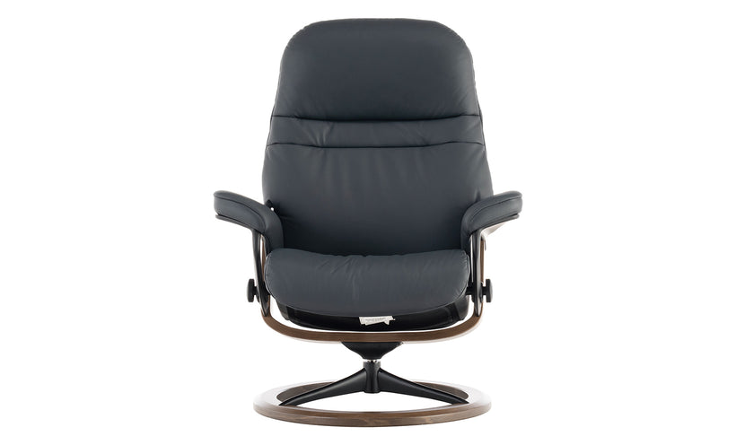 Stressless Shadow Blue Sunrise Chair and Ottoman (Medium)